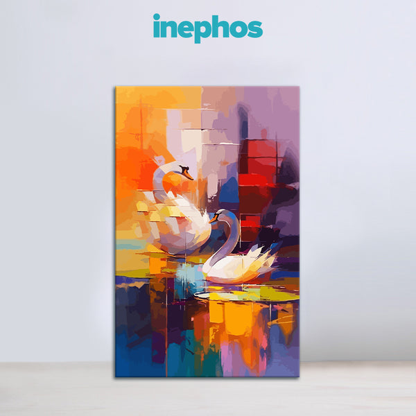 Romantic Swan Couple Canvas Wall Painting for Bedroom & Living Room | Premium Modern Love Birds Art for Home Décor