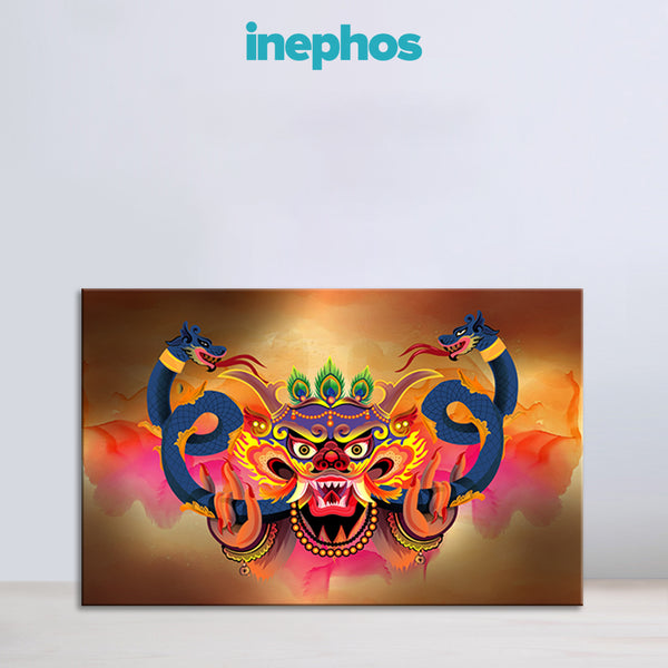 Mythical Dragon Canvas Wall Art for Living Room & Office | Bold Oriental Fantasy Artwork with Fiery Colors & Powerful Detailing