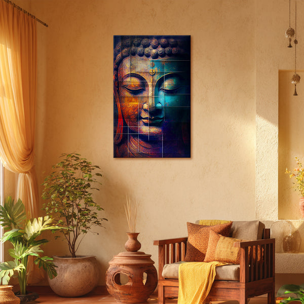 Buddha Canvas Painting for Home & Meditation Space | Multicolor Modern Buddha Wall Art for Living Room, Bedroom & Office