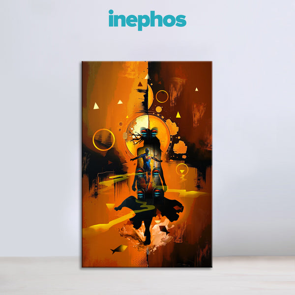 Shiva Canvas Painting for Home | Abstract Modern Mahadev Wall Art | Nataraja Inspired Cosmic Shiva Painting