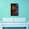 Evening Rain Walk | Romantic Lane Canvas Painting with Umbrella