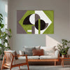 Minimal Geometric Forest Art | Abstract Green and Grey Shapes Canvas Painting | Modern Home & Office Wall Decor