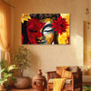 Spiritual Buddha Face | Floral Abstract Canvas Painting in Red and Yellow | Peaceful Home Wall Decor