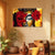 Spiritual Buddha Face | Floral Abstract Canvas Painting in Red and Yellow | Peaceful Home Wall Decor