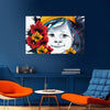 Floral Joy Painting | Vibrant Girl Portrait Canvas | Wall Art With Flowers For Home Walls