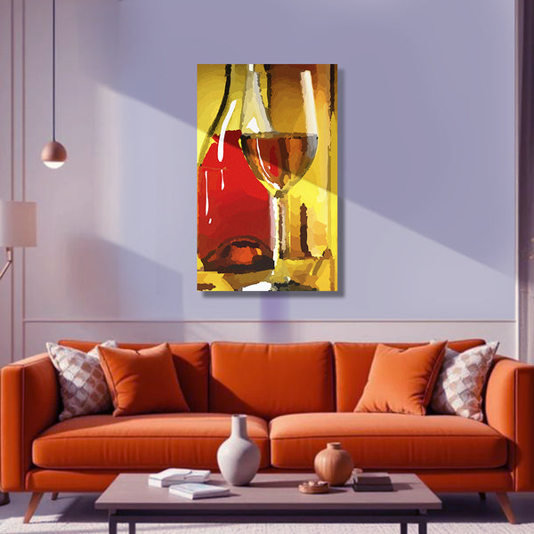 Wine Glass Painting | Elegant Kitchen & Dining Wall Canvas | Classy Rich Wall Art