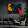 Orange And Red Leaves Painting | Minimal Nature-Inspired Black Canvas | Modern Abstract Nature Wall Art For Modern Home Walls