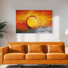 Crimson Horizon Painting | Modern Abstract Sunset Canvas | Orange & Red Tones Wall Art For Home Wall Décor