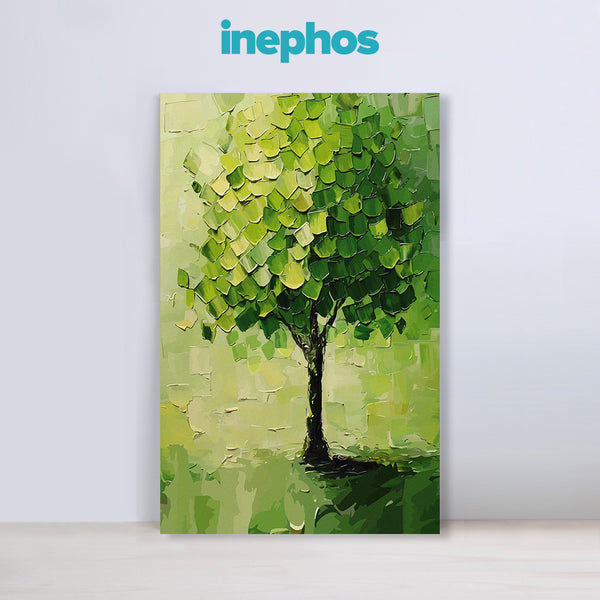 Green Harmony Tree Painting | Nature-Inspired Textured Canvas | Nature Wall Art For Peaceful Home Decor