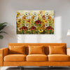 Spring Bloom Painting | Vibrant Floral Canvas | Nature Wall Art With Yellow, Orange & Red Flowers
