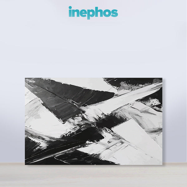 Monochrome Motion Painting | Black & White Bold Abstract Canvas | Modern Minimalist Homes, Stylish Office Decor, Contemporary Home Wall Art