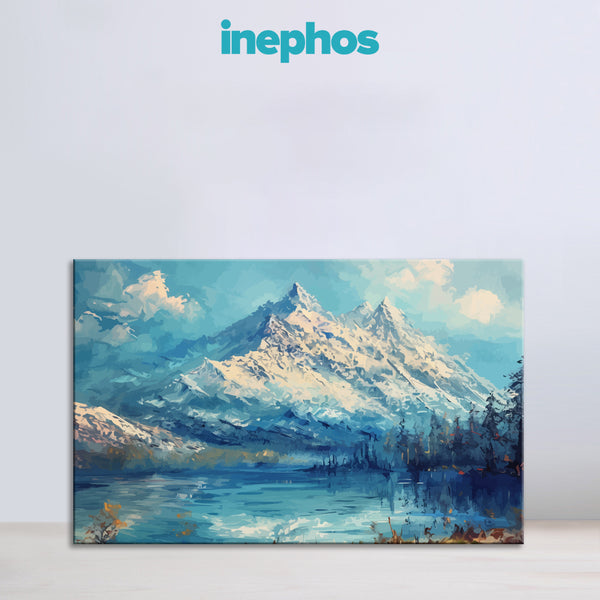 Majestic Blue Mountains Paintings | Serene Landscape Canvas | Peaceful Scenery Wall Art For Modern Home & Office Wall Décor