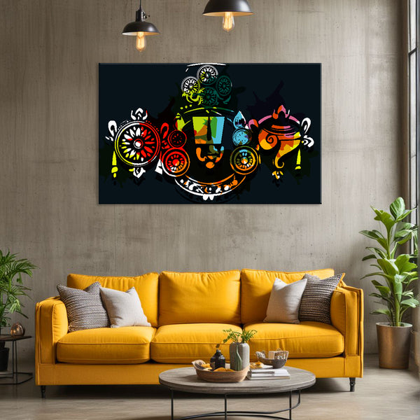 Lord Venkateswara Painting | Colorful South Indian God Tirupati Balaji Canvas | Divine Spiritual Religious Wall Art For Living Spaces & Pooja Rooms
