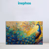 Vibrant Peacock Vastu Painting | Colorful Golden Bird Canvas With Blossoming Tree | Nature-Inspired Wall Art For Bedroom, Living Room Décor