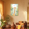 Tall Giraffe Jungle Painting | Cute Animal Canvas For Nursery Or Kids Room | Adorable Giraffe Illustration In Greenery Wall Art