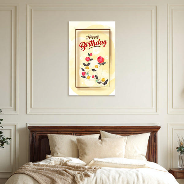 Happy Birthday Floral Poster | Elegant Greeting Wall Art for Birthday Decoration or Gift