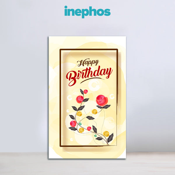 Happy Birthday Floral Poster | Elegant Greeting Wall Art for Birthday Decoration or Gift