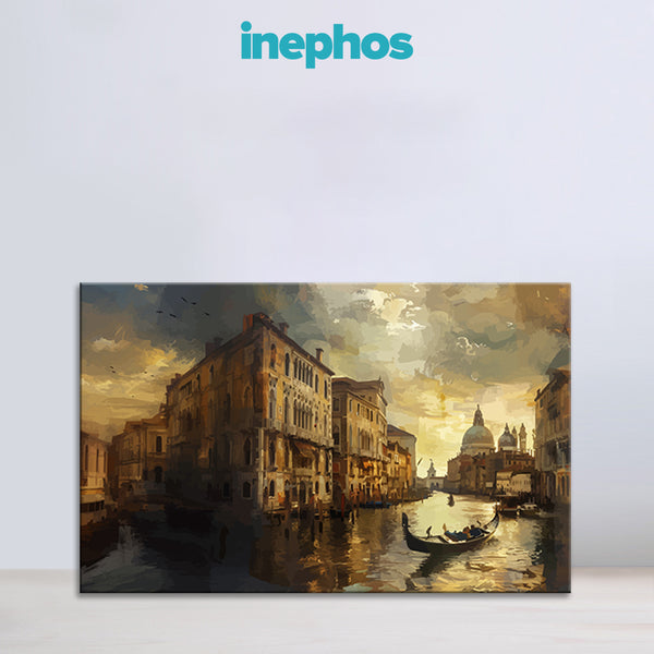 Venetian Canal Sunset | Romantic Cityscape Canvas Painting For Living Room & Travel Lovers