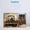 Vintage Car and Rustic Window | Retro Style Canvas Wall Art for Living Room & Lounge