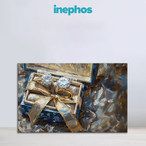 Diamond Rings in Velvet Box | Luxury Gift Canvas Painting for Bedroom & Dressing Room
