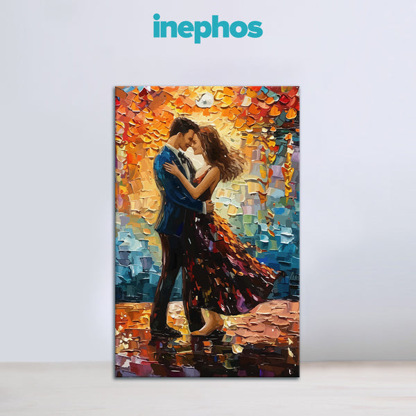 Sunset Romance | Modern Couple Embrace Canvas Wall Art for Living Room & Bedroom