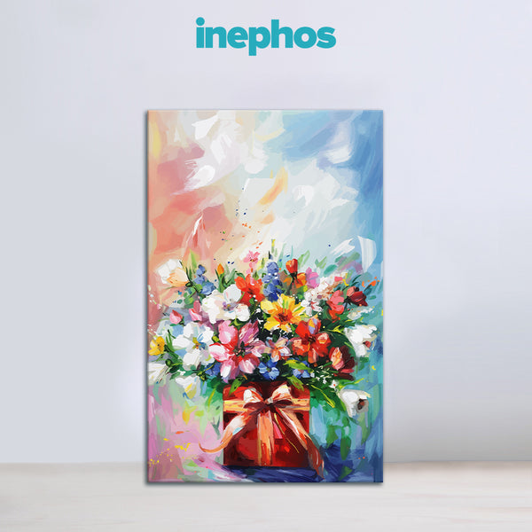 Gift of Flowers | Colorful Floral Canvas Painting for Living Room & Entryway