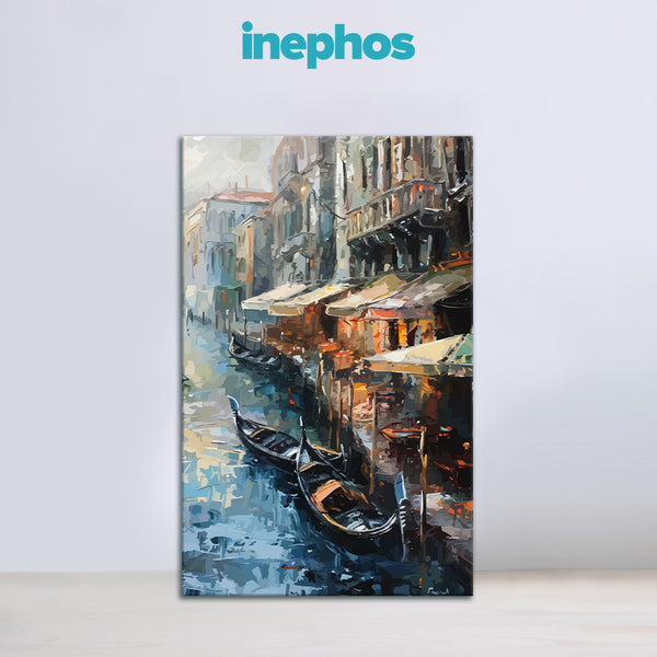 Venetian Canal Gondolas | European Street View Canvas Wall Art for Living & Dining Spaces