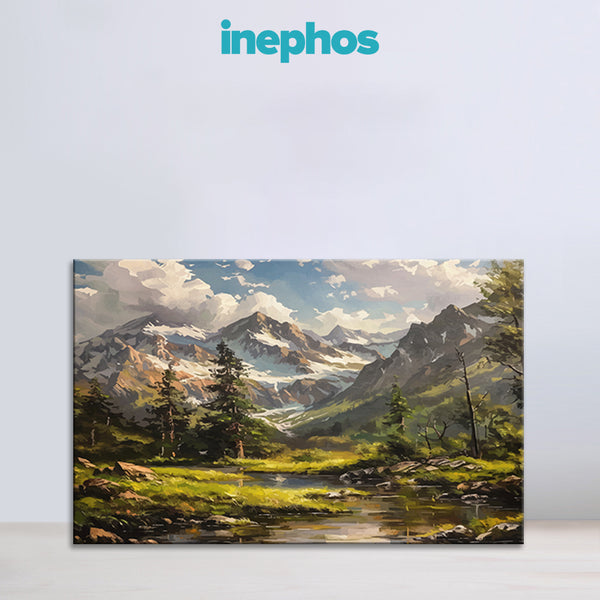 Majestic Mountain View | Scenic Landscape Canvas Painting for Living Room & Study