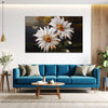 Daisy Flower Canvas Painting | Realistic White Flower Wall Art for Living Room & Nature Decor