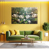 Swan Lake Canvas Painting | Elegant White Swan Wall Art for Living Room & Nature Decor