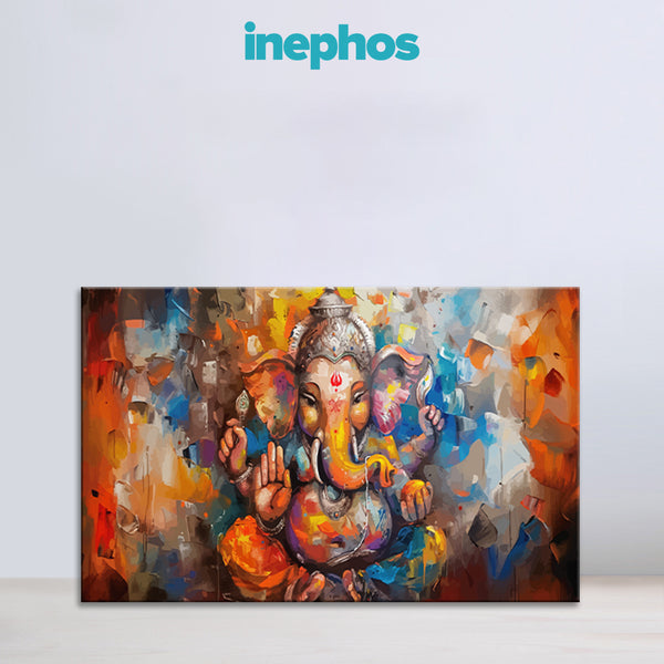 Divine Ganesha Canvas Painting | Spiritual Modern Art For Home Temple & Living Room