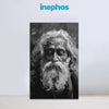 Rabindranath Tagore Eyes Closed Canvas | Grayscale Spiritual Wall Art For Home