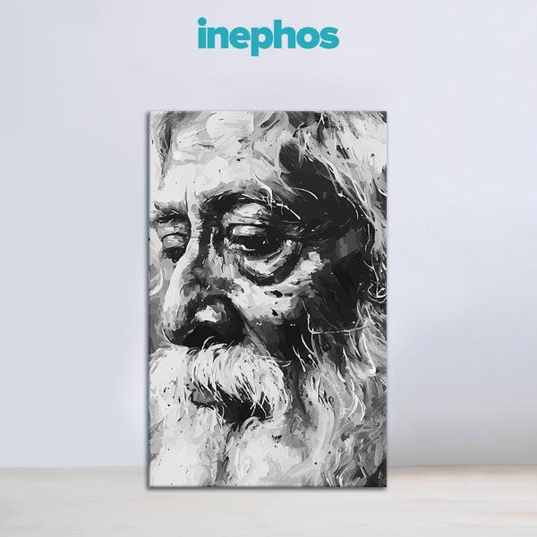 Rabindranath Tagore Side Profile Canvas | Black & White Artistic Wall Art