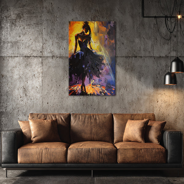 Dancer in Spotlight | Vibrant Performance Art Canvas Painting for Living Room or Studio