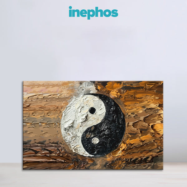 Yin Yang Painting | Natural Tone Canvas Wall Art for Living and Study Spaces