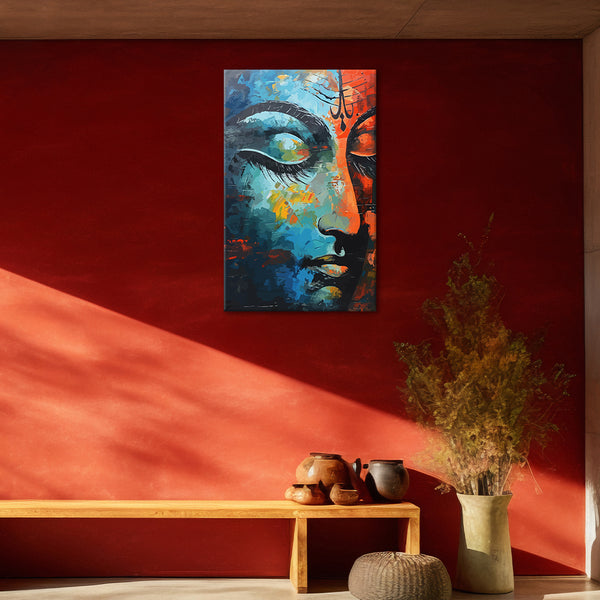 Colorful Buddha Face | Spiritual Tranquility Canvas Wall Art for Meditation and Living Spaces