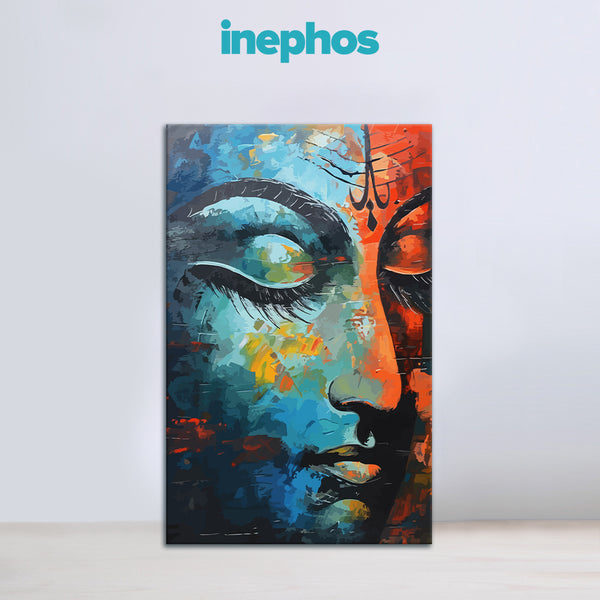 Colorful Buddha Face | Spiritual Tranquility Canvas Wall Art for Meditation and Living Spaces