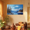 Snowy Lake and Mountains | Peaceful Winter Landscape Canvas Wall Art for Living Rooms