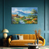 Cottage By The Mountains | Scenic Countryside Canvas Wall Art For Home Interiors