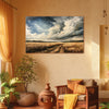 Golden Wheat Field | Dramatic Sky Landscape Canvas Wall Art For Dining Room & Study