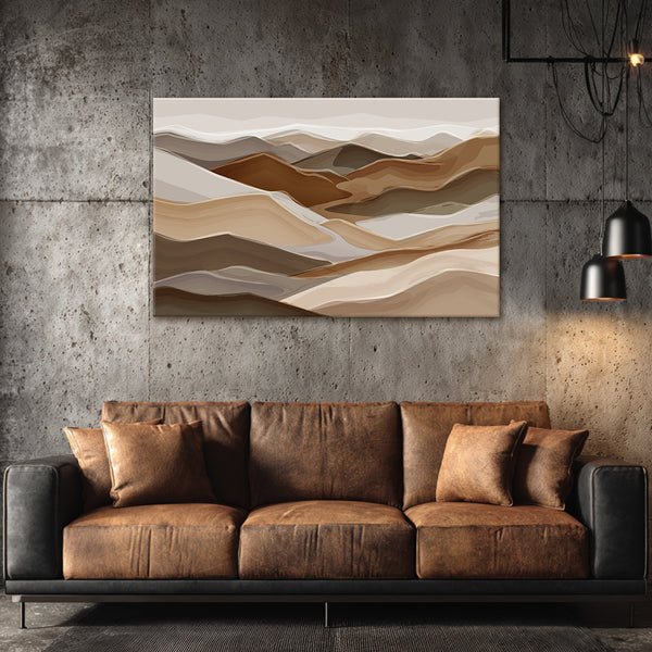 Abstract Desert Dunes | Modern Brown Tones Canvas Wall Art for Minimal Homes