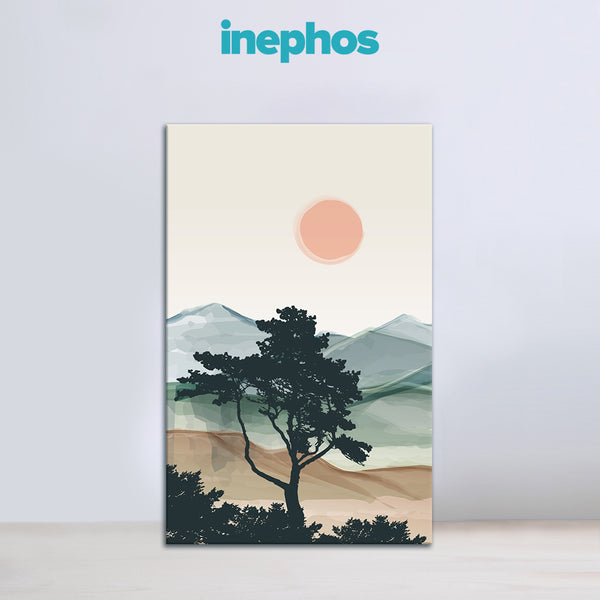 Single Tree Sunset View | Minimal Landscape Canvas Art for Calm & Peaceful Interiors