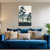 Twin Pine Trees | Minimal Forest Mountain Canvas Wall Art for Living Room & Hall