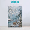 Winter Stag in Snowy Mountains | Serene Wildlife Canvas Wall Art for Living Room & Study