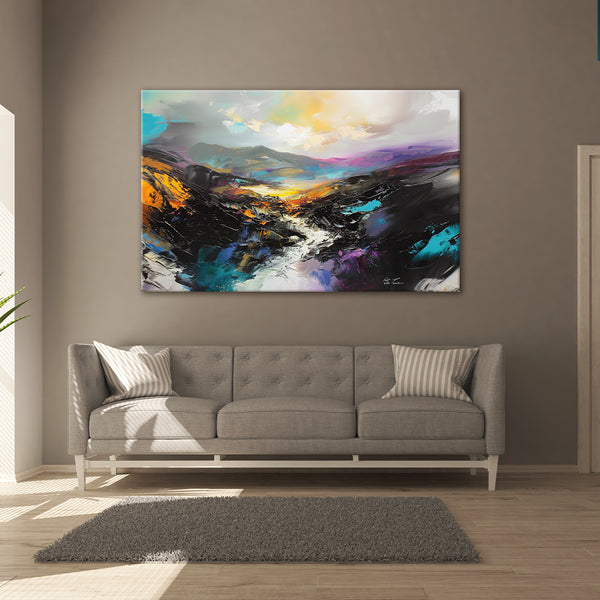 Abstract Fire And Ice Mountains | Bold Color Canvas Wall Art For Modern Homes