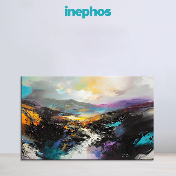 Abstract Fire And Ice Mountains | Bold Color Canvas Wall Art For Modern Homes