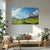 Living room with a painting of a mountain landscape on the wall