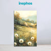 Canvas print of a nature scene with dandelions and trees, featuring the brand 'inephos'.