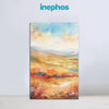 Abstract art painting with 'inephos' branding on a light gray background