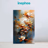 Abstract painting of flowers with 'inephos' branding on a light gray background